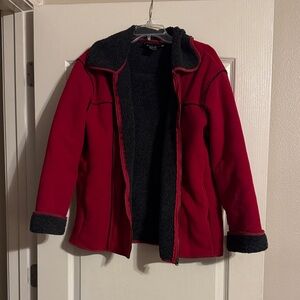 Women's Red Teddy Jacket with Black Lining